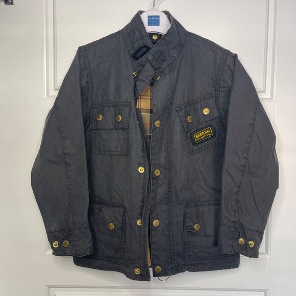 Barbour International Original Waxed Jacket Unisex Kids Size Small (6-7) Black - Picture 2 of 15